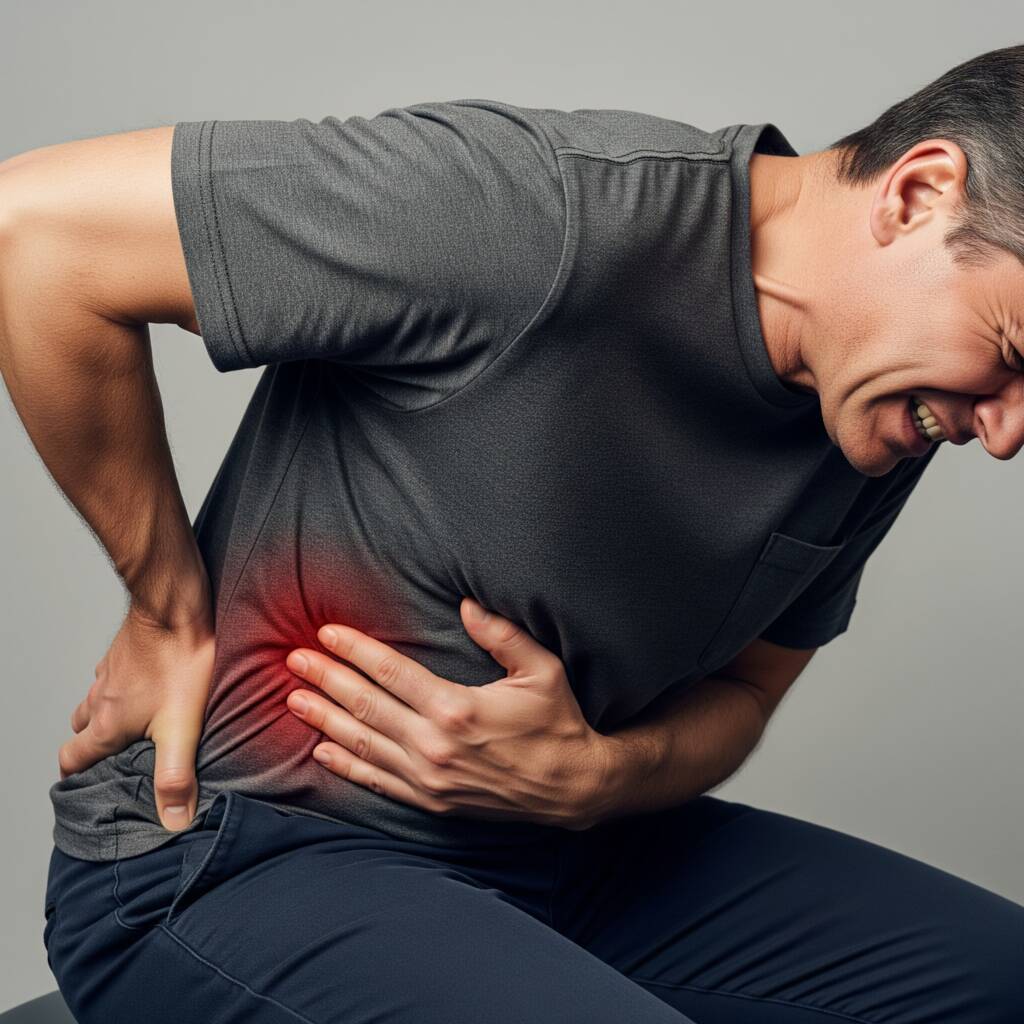 Homem coloca as suas duas mãos na região dos rins: diversas condições podem levar ao desenvolvimento da doença renal crônica.