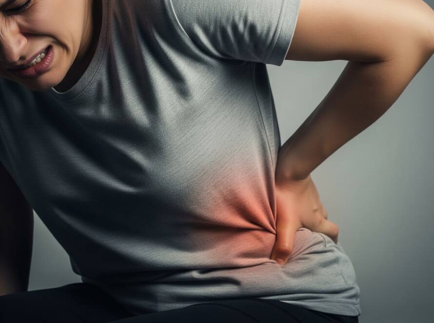 Mulher com dor apresenta sintomas de insuficiência renal. Esse problema pode se desenvolver de maneira insidiosa, muitas vezes sem apresentar sinais evidentes nos estágios iniciais.