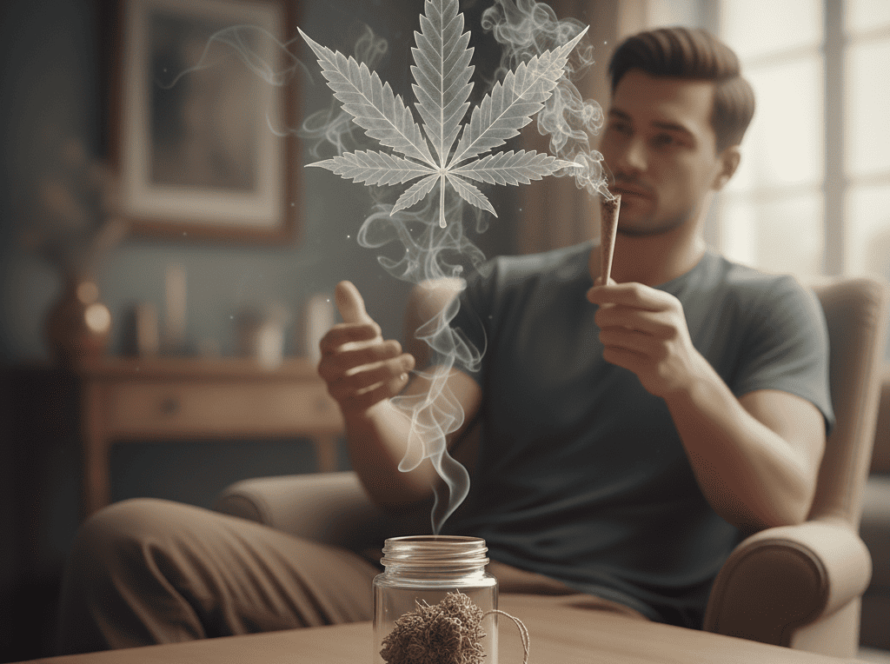 Homem faz uso de maconha: o uso esporádico da maconha pode induzir efeitos agudos desejados, como euforia, relaxamento, sedação leve e aumento do apetite