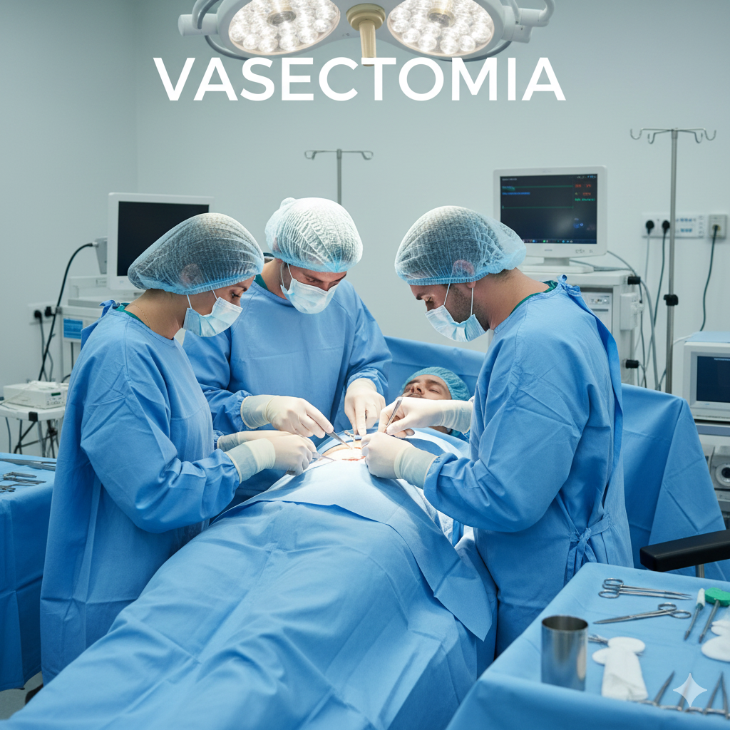 Homem enfrenta cirurgia em um centro cirúrgico: a vasectomia dura cerca de 30 minutos. Pode ser feita com anestesia local, ou com uma sedação, garantindo maior conforto ao paciente