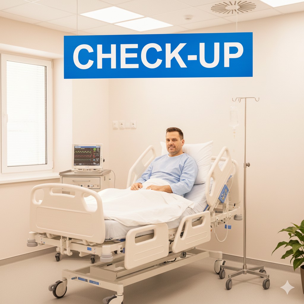 Homem durante check-up em um hospital: descubra por que o check-up urológico é essencial para prevenir o câncer de próstata e garantir mais saúde e qualidade de vida ao homem